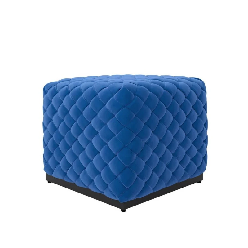 Image of Colline Small Cobalt Pouffe - Velvet/Metal - L50 x W50 x H42cm - Cobalt/Black - Fully Assembled LPDCOLSMLCOBPOU