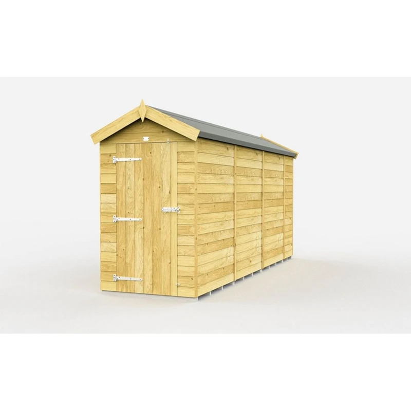 Image of Buttercup Farm 4 x 14 Feet Apex Shed - Single Door W/O Window - L417 x W118 x H217cm in Brown Brown Unisex