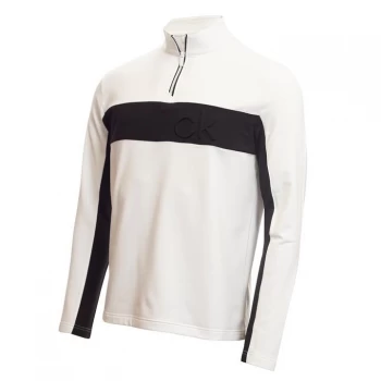 Image of Calvin Klein Golf Logo Zip Top - White/Black