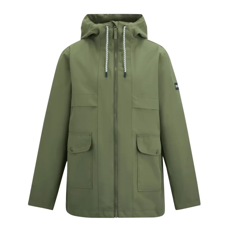 Image of Regatta Womens Orlea Hooded Waterproof Jacket in Olive Size: 10 Olive Female 10
