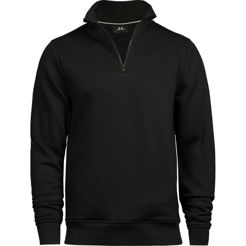 Image of TEE JAYS Mens Half Zip Sweatshirt in Black Size: Small Black Male S