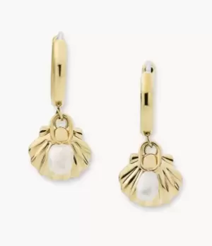 Image of Fossil Women Georgia By The Shore White Pearl Shell Hoop Earrings