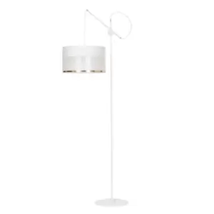 Image of Monolit White Floor Lamp with Shade with Black, Gold Fabric Shades, 1x E-27