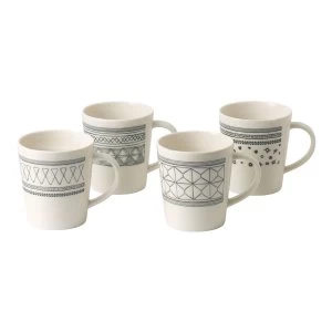 Image of Royal Doulton Ellen Degeneres Grey Mugs Set Of 4 Grey