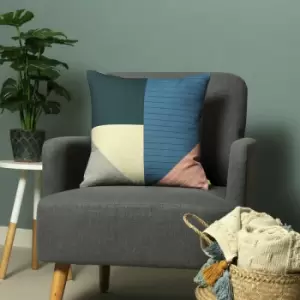 Image of Furn Hesso Abstract Print Recycled Polyester Cushion Cover, Multi, 43 x 43 Cm