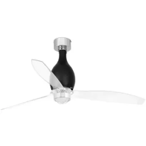 Image of Faro MINI ETERFAN LED Shiny Black, Transparent Ceiling Fan with DC Motor, 3000K