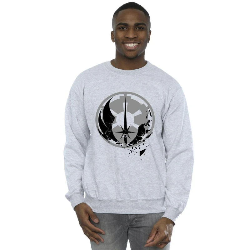 Image of Star Wars Star Wars Men Obi-Wan Kenobi Fractured Logos Sweatshirt in Grey Size: Small Grey S Male 5059934440708