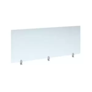 Image of Straight high desktop acrylic screen with white brackets 1800mm x 700mm
