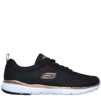Image of Skechers Flex Appeal 3 Trainers Ladies - Black/Gold