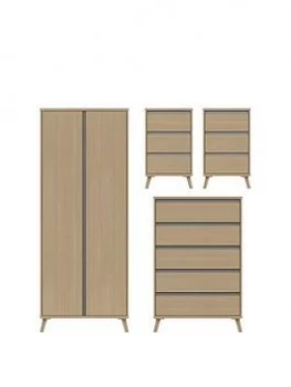 Image of Miller Ready Assembled Package - 2 Door Wardrobe, 5 Drawer Chest And 2 Bedside Chests