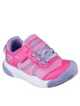 Image of Skechers Girls Mighty Toes Sparkle Mesh Dual Strap Trainer, Pink, Size 5 Younger
