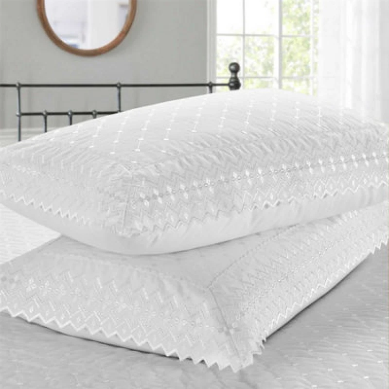 Image of Rapport Home Richmond White Pillowcase Pair Luxury Embroidered