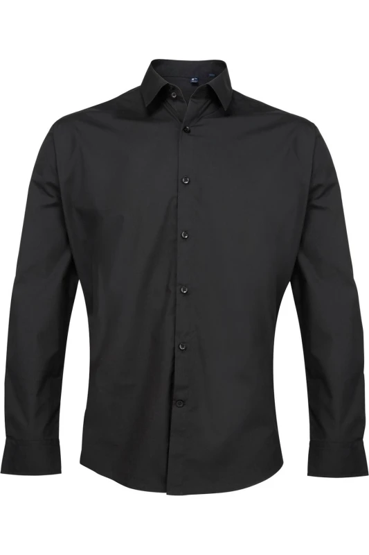 Image of Premier Premier Men Supreme Heavier Weight Poplin Long Sleeve Work Shirt in Black One Size Male 5054171152643