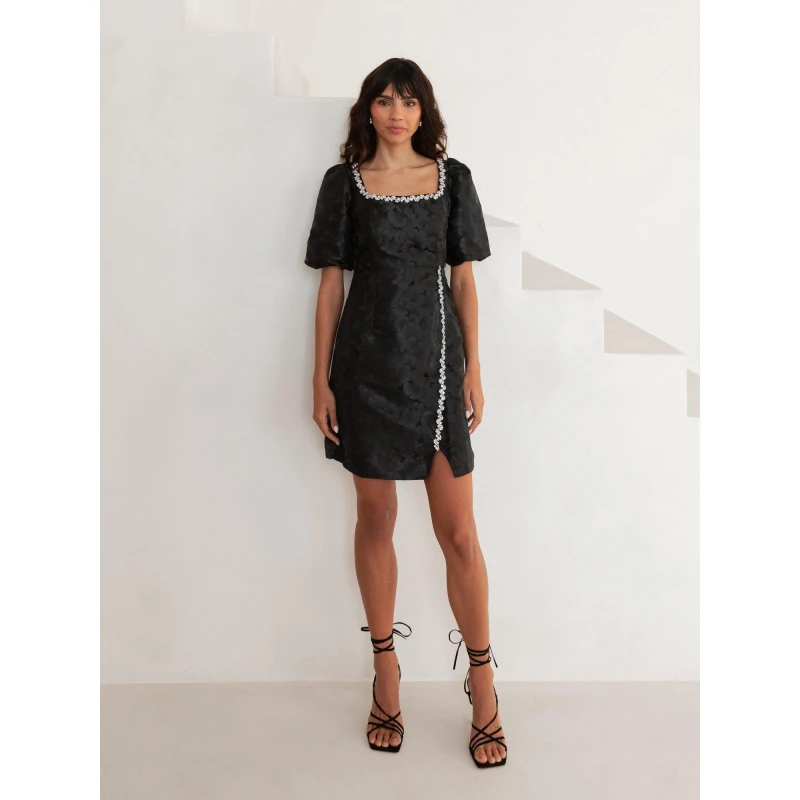 Image of Lovedrobe Womens Jacquard Mini Dress Black female 6 (2XS)
