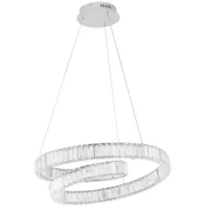 Image of Merano - Kitchener Integrated LED Pendant Ceiling Light Chrome Metal, Crystal LED 50W 4070Lm 3500K