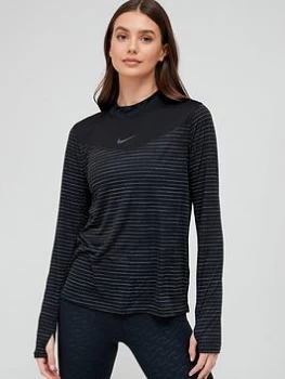 Image of Nike Running Dri-FIT Long Sleeve Top - Black, Size S, Women