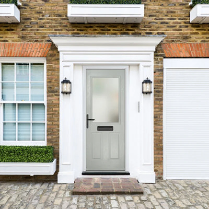 Image of Lacerta Composite Door Lytham Agate Grey 920mm X 2090mm Open In Right Hand Obs Glass 10 Year Guarantee - Free Delivery & Smart Lock
