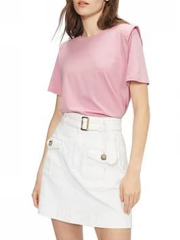 Image of Ted Baker Klaaraa Structured Shoulder T-Shirt - Dusky Pink , Dusky Pink, Size 2=10, Women
