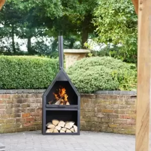 Image of Henley Black Fire Pit with Grill Iron Black