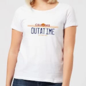 Image of Back To The Future Outatime Plate Womens T-Shirt - White - 3XL