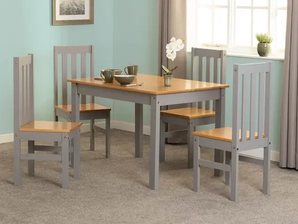 Image of Seconique Ludlow Grey and Oak Dining Table and 4 Chair Set