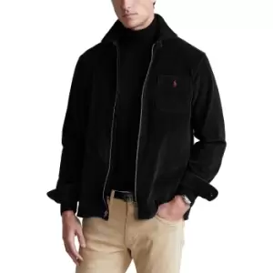 Image of Embroidered Logo Cotton Shacket in Corduroy and Straight Fit