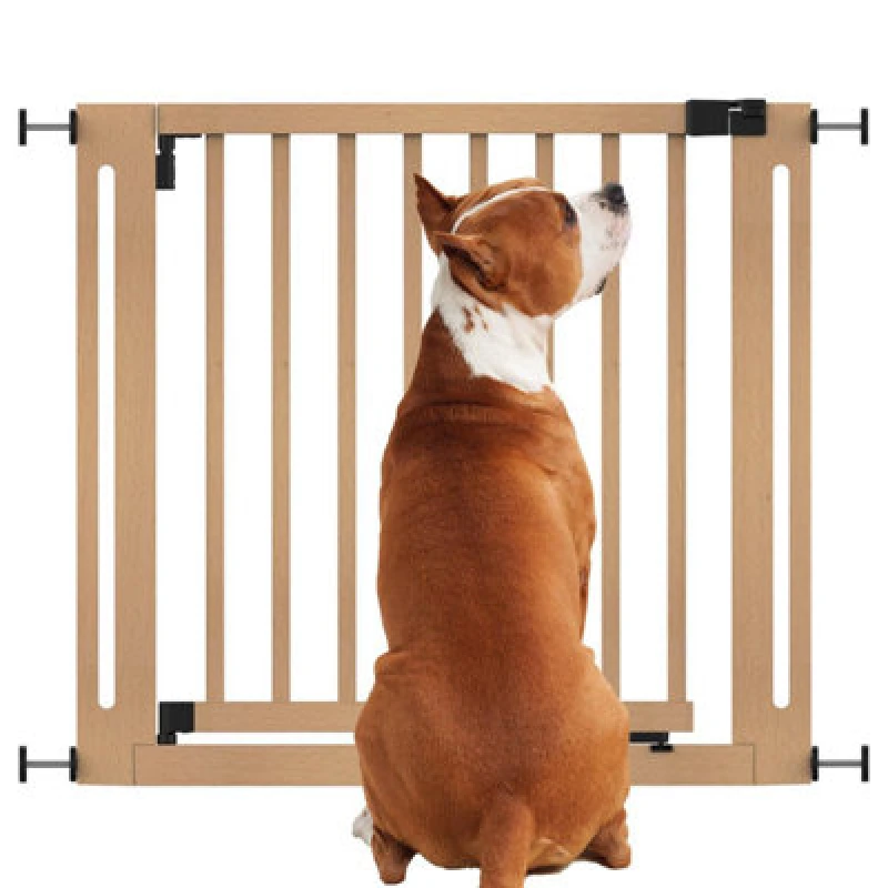 Image of Bettacare Wooden Elegance Dog Gate, Natural, 87Cm - 95Cm, Pressure Fit Pet Gate, 65Cm Extra Wide Doorway, Easy Installation
