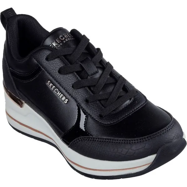 Image of Skechers Womens Billion 2 Fine Shine Mid Lace Up Trainers UK Size 3 (EU 36) Black SKE2262-BLK-3