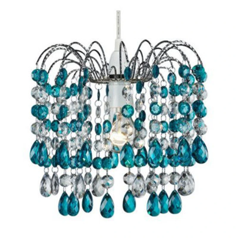 Image of Happy Homewares Contemporary Pendant Shade With Teal Acrylic Droplets