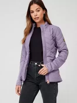 Image of Barbour International Grainger Quilted Zip-through Sweat - Lilac, Purple, Size 18, Women