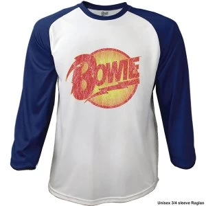 Image of David Bowie - Smoking Mens Medium Raglan T-Shirt - Navy Blue / White