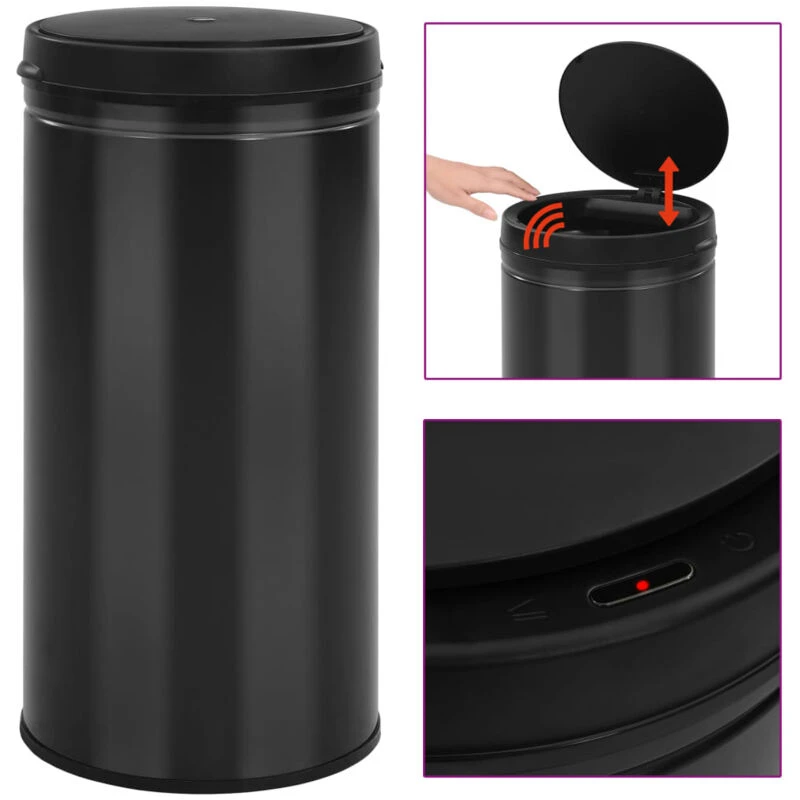 Image of VIDAXL Automatic Sensor Dustbin 70 l Carbon Steel Black Vidaxl 8720286044094