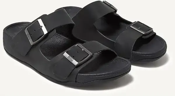 Image of FitFlop Mens Gogh Moc Buckle Adjustable Slide Sandal - UK 11 Brown male PS3793CBR11