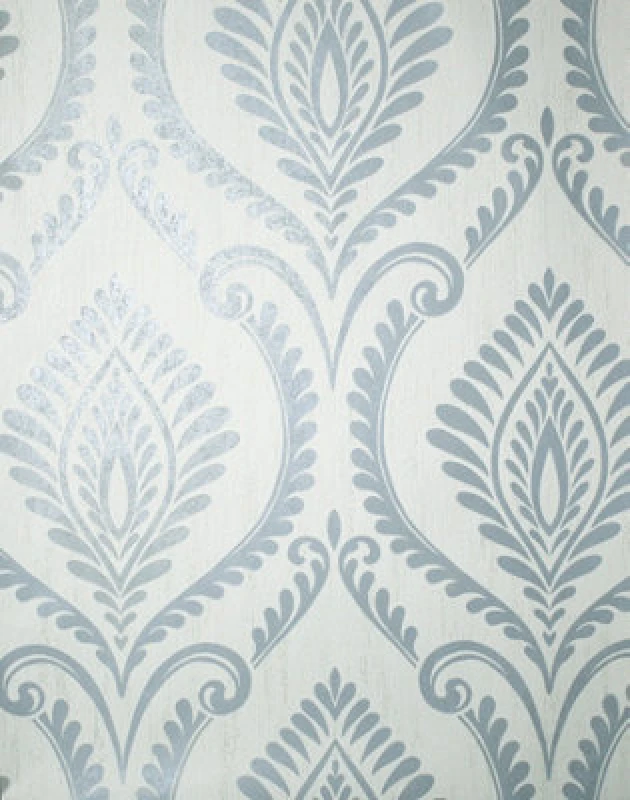 Image of Crown Estelle Damask Mineral Blue Wallpaper M1757
