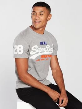 Image of Superdry Vintage Logo Tri T-Shirt - Montana Grey, Montana Grey Grit, Size XS, Men
