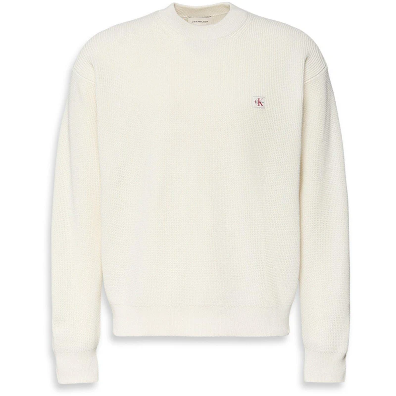 Image of Calvin Klein Jeans Mens CKJ Waffle Crew Neck Jumper Tofu male S