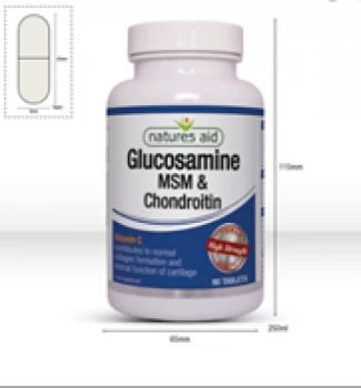 Image of Natures Aid Glucos 500mg Chond 100mg Msm 100mg Tablets - 90s