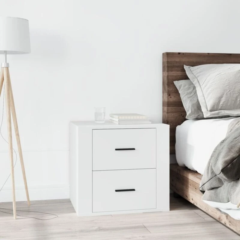 Image of Vidaxl Bedside Cabinet White 50X39X47 Cm, White 816704