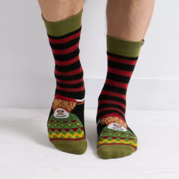 Image of totes Toasties Original Highland Cow Slipper Socks MultiColoured