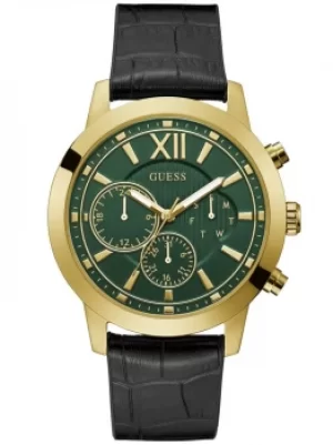 Image of Guess Mens Mercury Black Leather Strap Watch GW0219G2