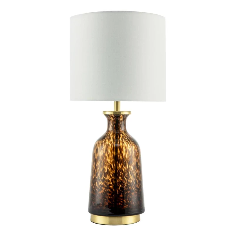 Image of Happy Homewares Modern Amber & Black Snowflake Speckle Glass Table Lamp with Shade Amber Unisex