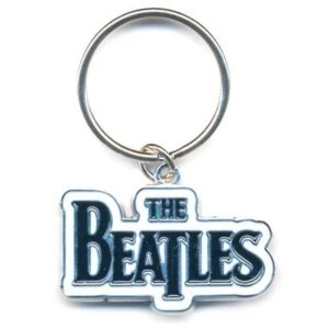Image of The Beatles - Drop T Logo (Black) Keychain