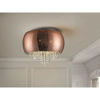 Image of Schuller Caelum - 5 Light Crystal Flush Ceiling Light Copper, G9