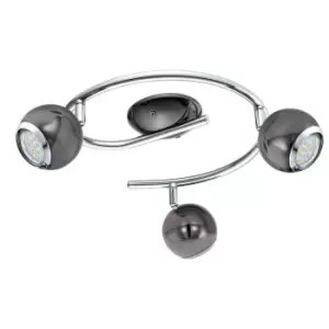 Image of Flush 3 Spots Ceiling Light Colour Nickel Chrome Plated Steel Bulb GU10 3x3W