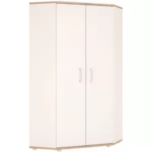 Image of 4Kids Corner Wardrobe in Light Oak and white High Gloss opalino handles