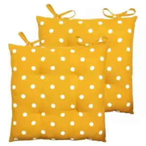 Image of Furn. Polka Pintuck Polyester Filled Seat Pads With Ties (Pack Of 2) Cotton Ochre