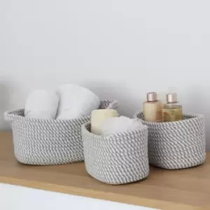 Image of JVL Edison Set of 3 Assorted Storage Baskets White and Grey