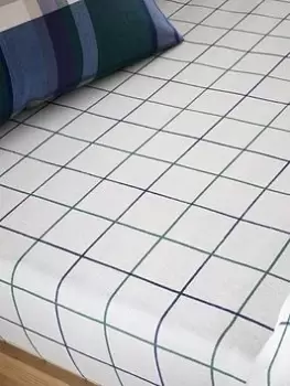 Image of Catherine Lansfield Check Brushed Fitted Sheet In Navy