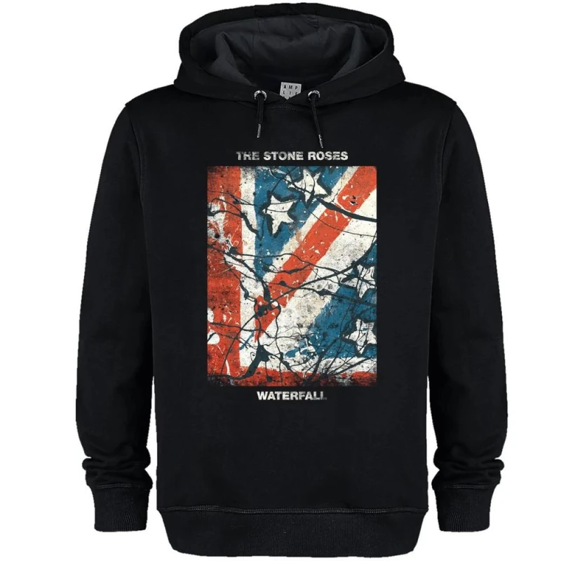 Image of Amplified Mens Waterfall The Stone Roses Hoodie in Black Size: XS Black Male XS