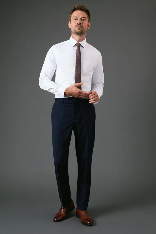 Image of Burton Mens Navy Tailored Fit Essential Suit Trousers Navy 32R Male BBB03945